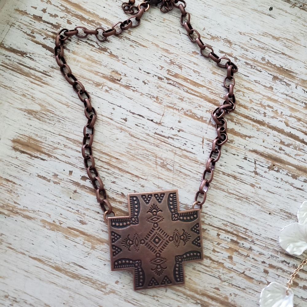 Copper Cross Pendant Necklace